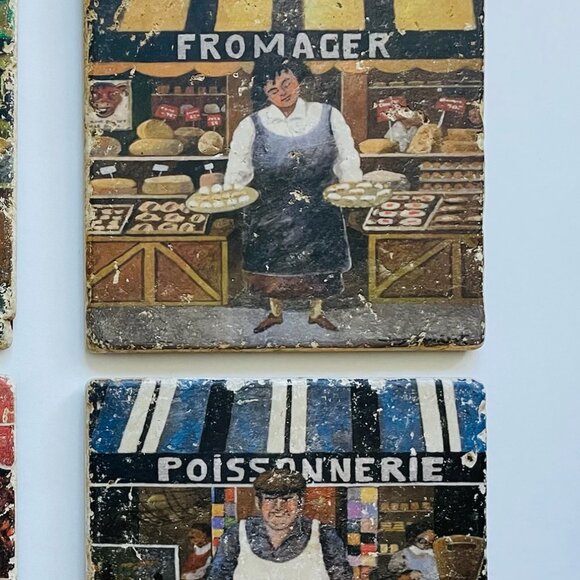 sAttribute French Artist Guy Christian Buffet Hand Painted Distressed Placques - Picture 3 of 9